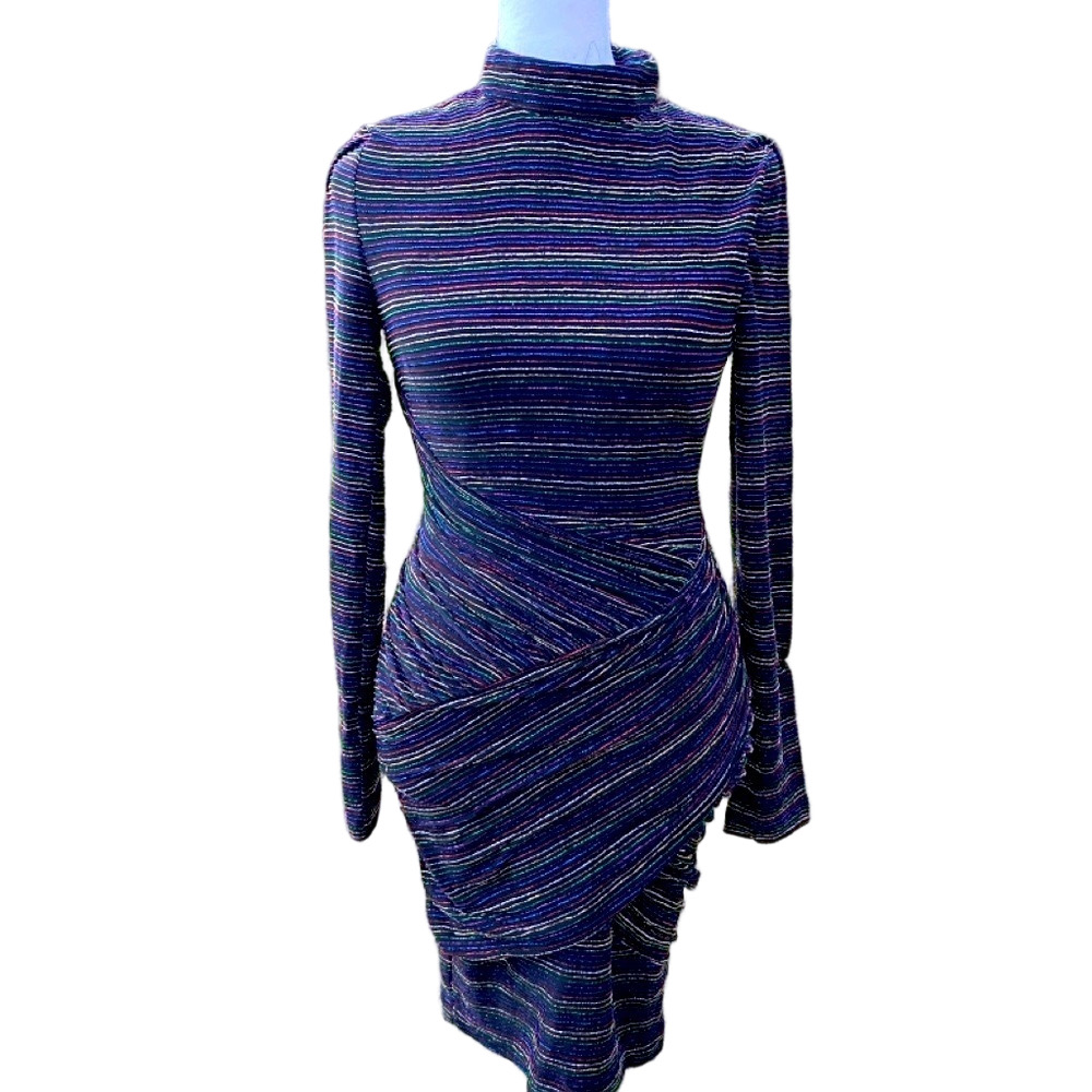 NWT Trina Turk Multicolor Sparkle Stripes Bodycon Dress Size 2